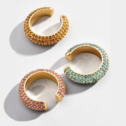 C-Shaped Ear Cuffs Alloy Rhinestone Pavé Set Geometric Vintage No Piercing Jewelry For Women Fashion Trendy Accessory