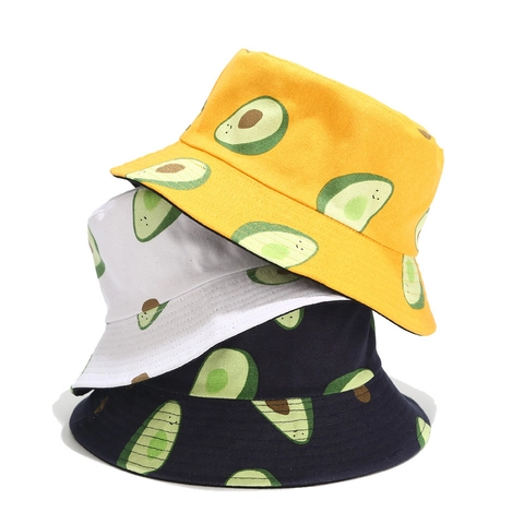 Cappello Alla Pescatora Reversibile Stampa Avocado Tela Protezione Solare Estate Viaggio Casual Per Donna Uomo