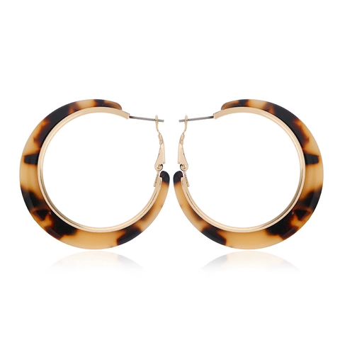 C-Shaped Hoop Earrings Alloy Acetate Resin Tortoiseshell Leopard Print Geometric Retro Fashion Jewelry For Women
