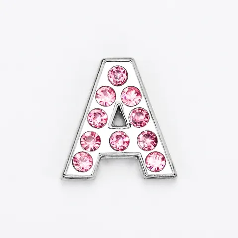 Dijes Letras Alfabeto Aleación Zinc Estrás Rosa Deslizante Para Hacer Joyas DIY Llavero Pulsera Accesorios Moda