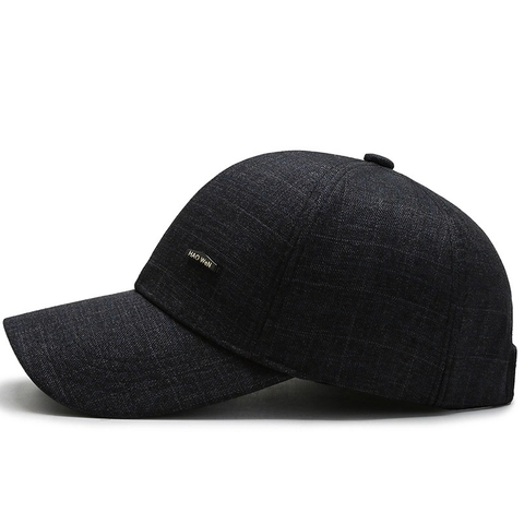 Gorra De Béisbol Hombre Patrón De Cuadrícula Texturizado Ajustable Etiqueta De Metal Visera Curva Informal Sombrero Para Sol