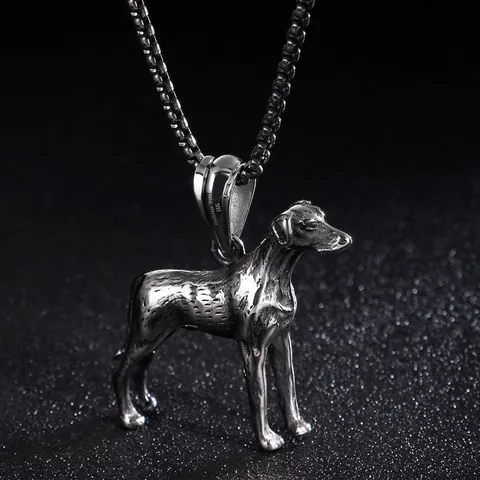 Dog Pendant Necklace 316L Stainless Steel Retro Animal Shape Punk Style Jewelry Gift For Men