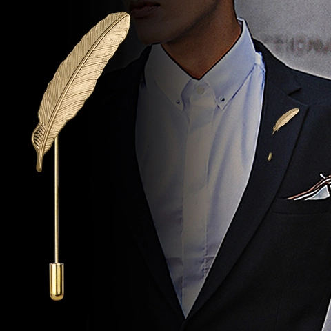 Broche De Pluma Alfiler De Solapa Aleación De Zinc Aguja Larga Con Tapa Protectora Accesorio De Traje Estilo Retro