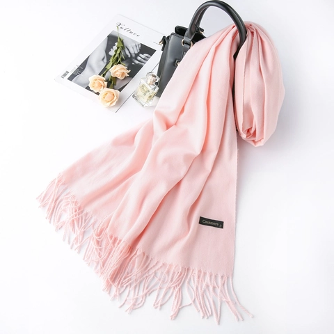 Winter Warme Effen Sjaal Pashmina Omslagdoek Met Kwastjes Imitatie Kasjmier Zachte Wrap Voor Dames Heren