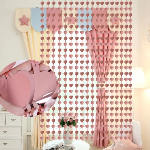 Tenda A Frange In Alluminio A Cuore PET Metallico Sfondo Per Decorazione Festa Matrimonio Compleanno San Valentino