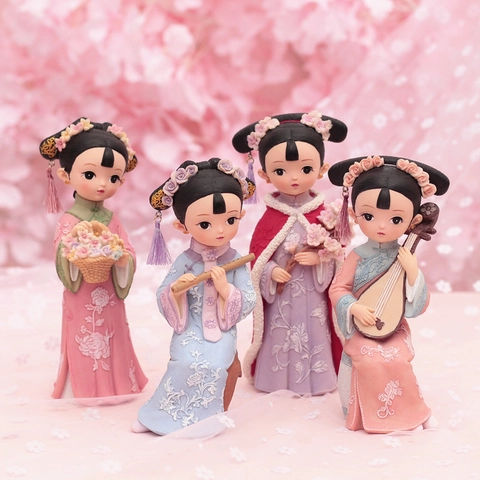 Statuina In Resina Ragazza In Stile Cinese Antico Gegge Ornamento Principessa Hanfu Creativo Statue Miniature Decorative