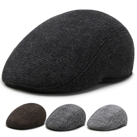 Herren Schirmmütze Wollmischung Winddicht Mit Ohrenklappen Winter Warm Vintage Newsboy Mütze Für Ältere Väter