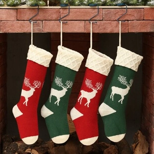 Weihnachtsstrumpf Gestrickt Rentier Muster Große Geschenktüte Süßigkeitenbeutel Kamin Hängen Dekoration