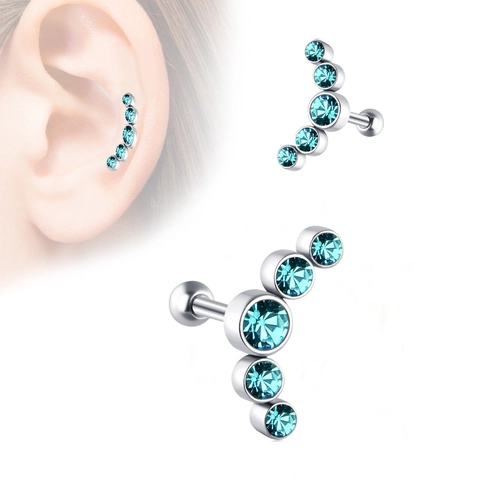 Stainless Steel Curved Cartilage Earring Stud With Zirconia And Opal Cluster Helix Piercing Body Jewelry For Women