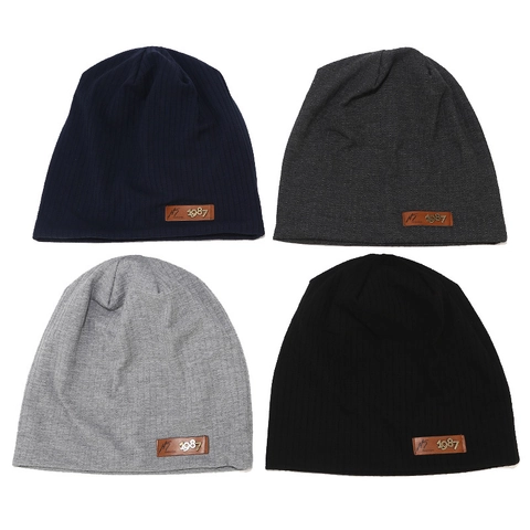 Πλεκτός Σκούφος Slouchy Beanie Ζεστό Χειμερινό Υπαίθριο Καπέλο Με Δερμάτινη Ετικέτα Για Άνδρες Γυναίκες