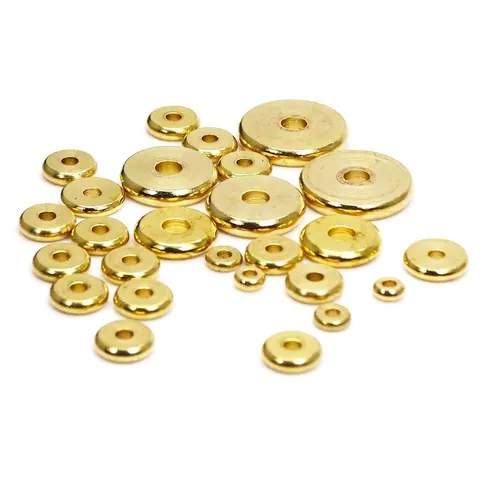 Brass Flat Spacer Beads Solid Round Metal Disc Loose Beads For DIY Necklace Bracelet Jewelry Making Gold Color Minimalist
