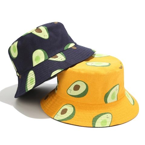 Cappello Alla Pescatora Reversibile Stampa Avocado Tela Protezione Solare Estate Viaggio Casual Per Donna Uomo