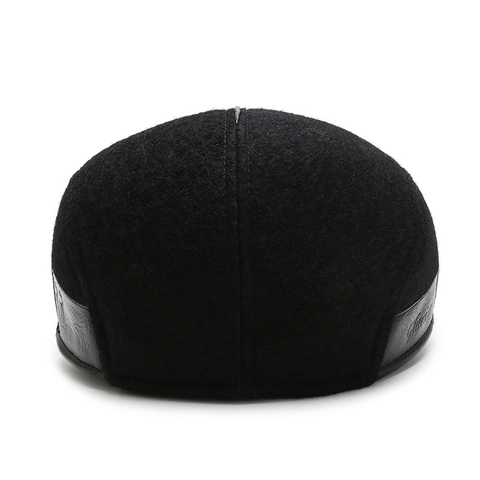 Gorra De Vendedor De Periódicos Para Hombre Lana Invierno Cálido Retro Gorra Plana Con Ribete De Cuero Estilo Británico