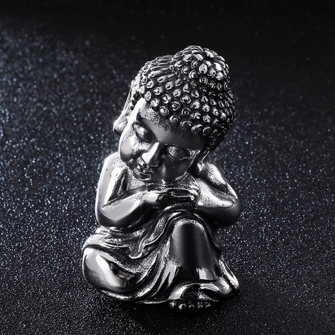 Mini Boeddhabeeld Van Roestvrij Staal Mediterende Figuur Desktop Zen Ornament Woondecoratie Klein Beeldje Zilver