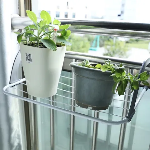 Multi Functional Balcony Hanging Drying Rack Iron ABS Foldable Window Radiator Clothes Airer Space Saving Grey