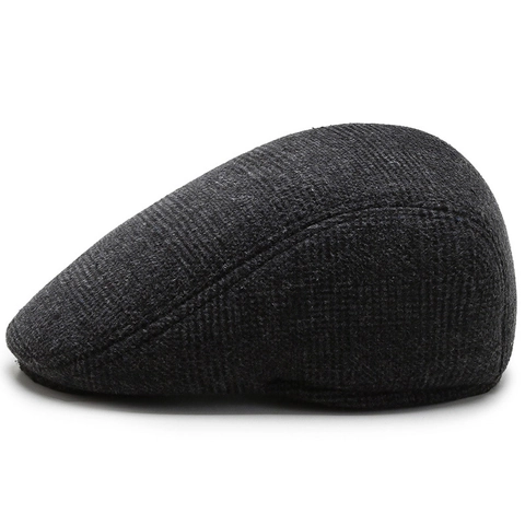 Herren Schirmmütze Wollmischung Winddicht Mit Ohrenklappen Winter Warm Vintage Newsboy Mütze Für Ältere Väter