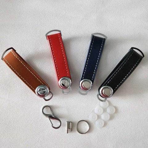 Compact Leather Key Organizer Creative Minimalist Key Holder Key Case Anti-Lost Metal Cowhide Storage Portable