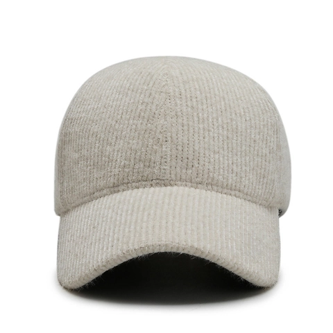 Baseball Cap Corduroy Ribbed Texture Warm Autumn Winter Solid Color Adjustable Sweet Curved Brim Hat For Women
