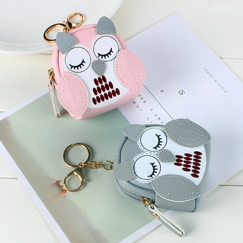 Süße Eule Münzbörse Mini PU Leder Tier Reißverschluss Tasche Geldbörse Schlüsselanhänger Anhänger Damen Mädchen