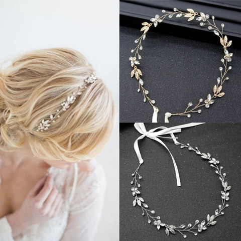 Bridal Hair Band Headpiece Alloy Rhinestone Metal Leaf Handmade Elegant Wedding Party Jewelry Accessory For Women Bride
