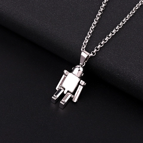 Collar Con Colgante De Robot Color Plata Aleación Estilo Hip Hop Streetwear Joyería Para Hombres Y Mujeres