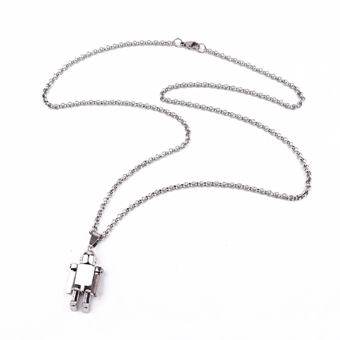 Collar Con Colgante De Robot Color Plata Aleación Estilo Hip Hop Streetwear Joyería Para Hombres Y Mujeres