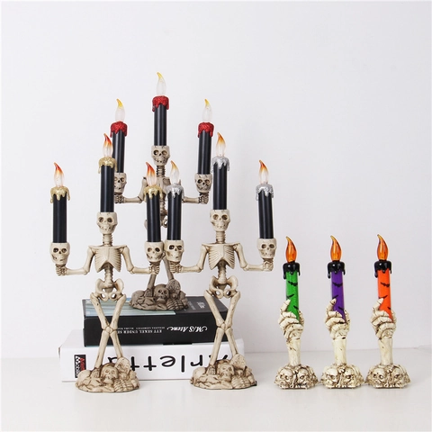 Halloween LED Elektronische Kerze Licht Skelett Hand Simulation Flamme Kandelaber Ornament Für Gruselige Party Deko