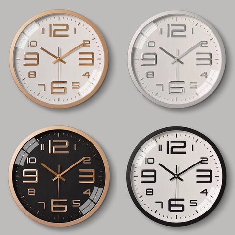 Orologio Da Parete Rotondo Plastica Con Copertura In Vetro Quarzo Silenzioso Minimalista Moderno Casa