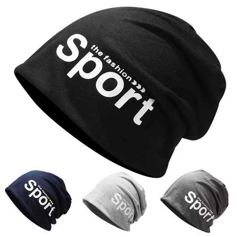 Slouchy Beanie Mütze Gestrickt Sport Buchstaben Druck Baumwollmischung Freizeit Skull Cap Schlafmütze Für Damen Herren