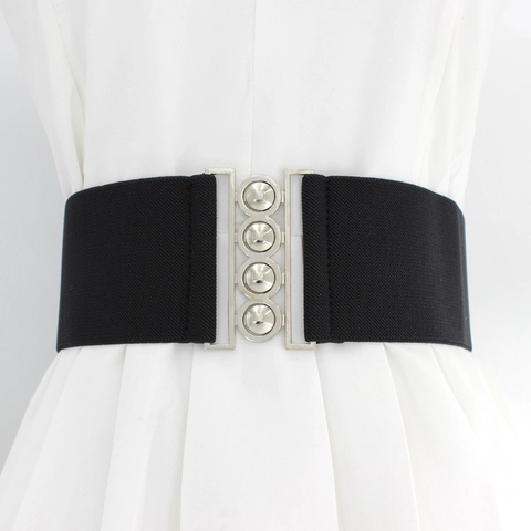 Ceinture Large Pour Femme Corset Élastique Pour Robe Amincissante Simple Vintage Boucle En Alliage Bande Décorative