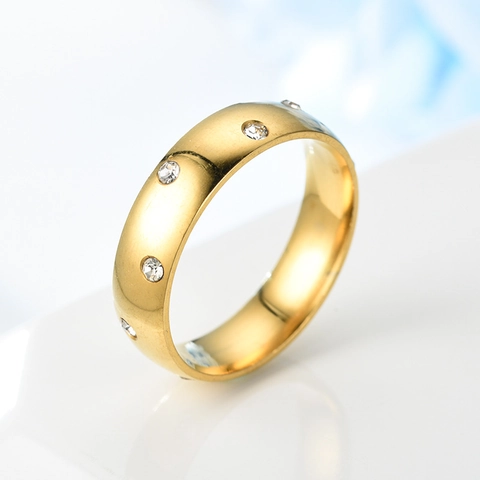 Bague En Acier Inoxydable Plaqué Or 18K Avec Micro-sertissage De Zircon AAA Anneau Confort Pour Femmes Hommes