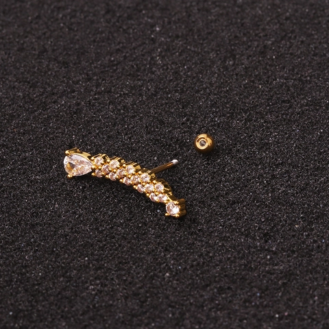 Cartilage Piercing Earring Stainless Steel Copper Cubic Zirconia Crown Star Heart Screw Back Helix Stud Jewelry For Women