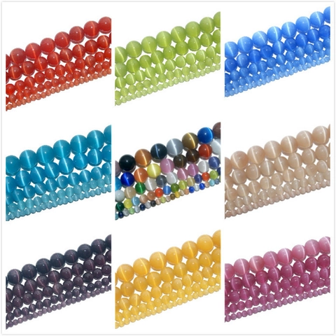 Cuentas Redondas De Piedra Ojo De Gato Pulidas Espaciadores Sueltos Para La Fabricación De Joyas DIY Artesanías Multi Color