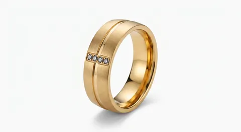 Anillo De Banda De Acero Inoxidable Para Hombres Y Mujeres Acabado Cepillado Esmerilado Pedrería Incrustada Joyería Moda
