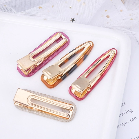 Pinzas Para El Cabello Geométricas Acetato Acrílico Patrón De Mármol Purpurina Pico De Pato Accesorios Moda Mujer