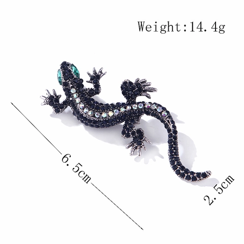 Vintage Lizard Gecko Brooch Pin For Women Men Alloy Full Rhinestone Animal Lapel Pin Fashion Clothing Accessories Jewelry