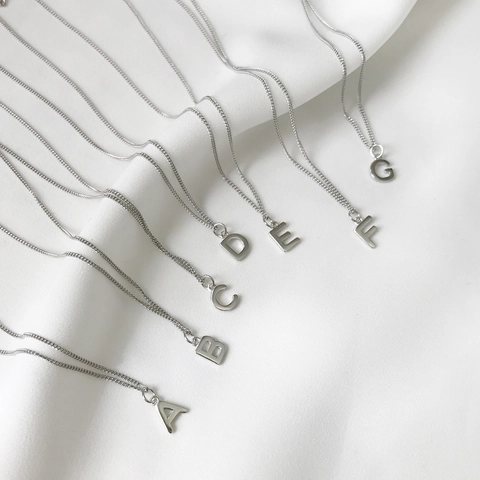 925 Sterling Silver Initial Letter Pendant Necklace Minimalist Alphabet Neckwear Jewelry For Women