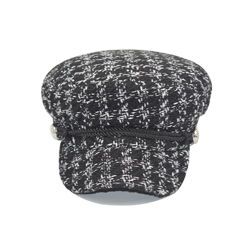 Gorra De Repartidor De Periódicos De Tweed Vintage Para Mujer Estilo Británico Sombrero Octogonal Con Botón De Metal