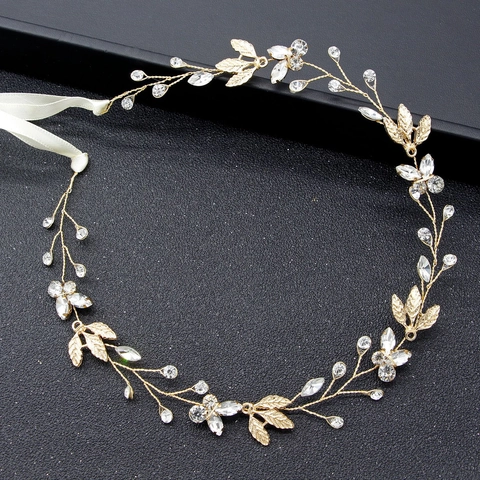 Bridal Hair Band Headpiece Alloy Rhinestone Metal Leaf Handmade Elegant Wedding Party Jewelry Accessory For Women Bride