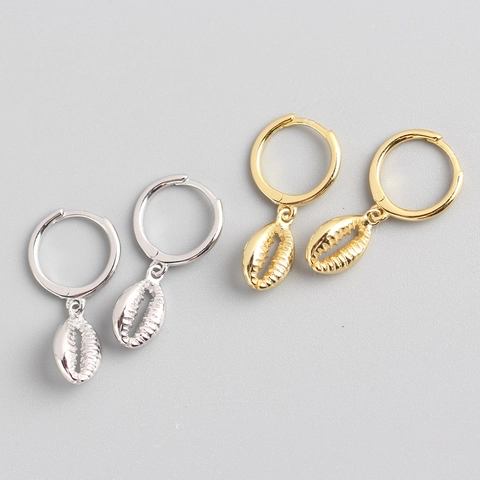 Orecchini A Cerchio Con Pendente A Conchiglia 925 Argento Sterling Stile Francese Gioielli Minimalisti Per Donna Elegante