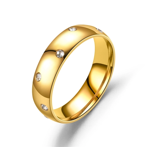 Mode 18K Vergoldeter Edelstahl Ring Mit AAA Zirkon Mikroeinfassung Bequeme Passform Band Für Damen Herren