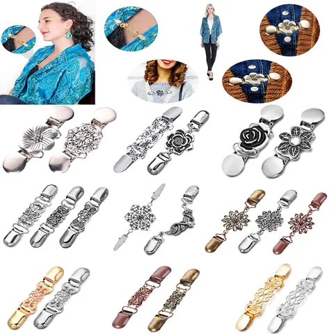 Clip De Cardigan Vintage Alliage Strass Broche Pull Fermoir Écharpe Rétro Floral Serpent Designs Pour Femmes