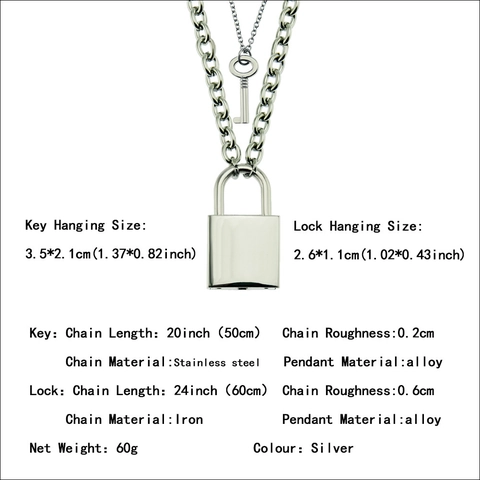 Collares Con Colgante De Candado Y Llave Aleación Acero Inoxidable Hierro Punk Hip Hop Joyería De Moda Para Hombre