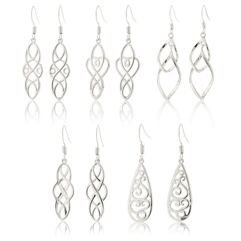 Pendientes Colgantes Vintage Nudo Celta Hueco Gota de Agua Estilo Palacio Geométrico Metal Cobre Aleación Joyería Mujer Pendientes