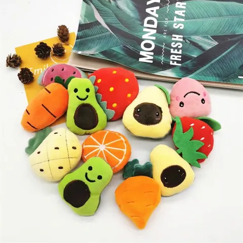 Cute Fruit Plush Brooch Cartoon Strawberry Avocado Carrot Decoration For Bags Hats Scarves Soft Accessory