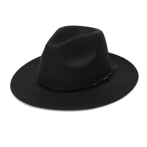 Vintage Britischer Stil Wollfilz Fedora Hut Für Damen Breite Krempe Jazz Kappe Mit Gürtelschnalle Klassisch Retro Party Kirche Kleid Hut