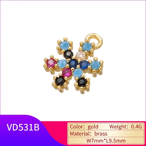 Mini Ciondoli In Zirconia Cubica Colorata Ottone Placcato Oro Occhio Del Male Stella Marina Corona Ancora Per Creazione Gioielli DIY
