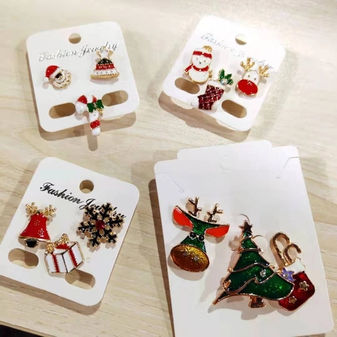 Ensemble de Broches de Noël en Émail pour Femmes Alliage Strass Père Noël Renne Bonhomme de Neige Sapin Cloche Épingles à Revers Cadeau Bijoux