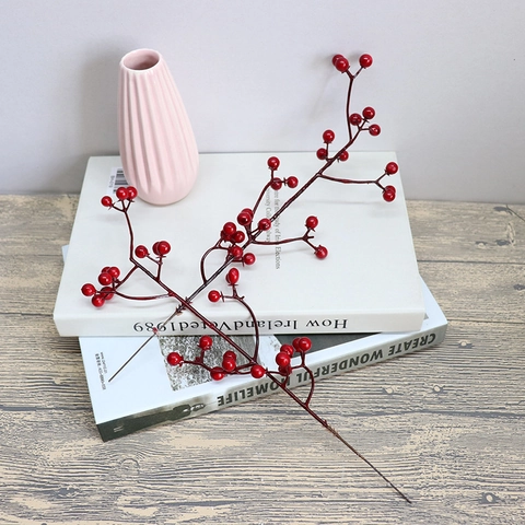 Künstlicher Roter Beerenstiel Schaumstoffbeeren Flexibler Eisendrahtzweig Weihnachten Home Hochzeit Dekor Festlich Winter DIY