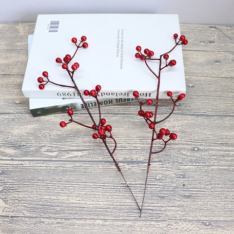 Künstlicher Roter Beerenstiel Schaumstoffbeeren Flexibler Eisendrahtzweig Weihnachten Home Hochzeit Dekor Festlich Winter DIY